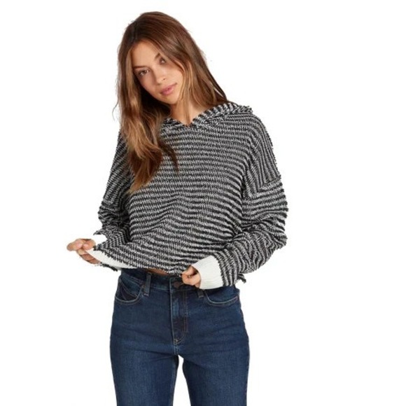 Volcom Tops - Volcom Broken Letters Hooded Sweater Black White Large Hoodie Sweatshirt